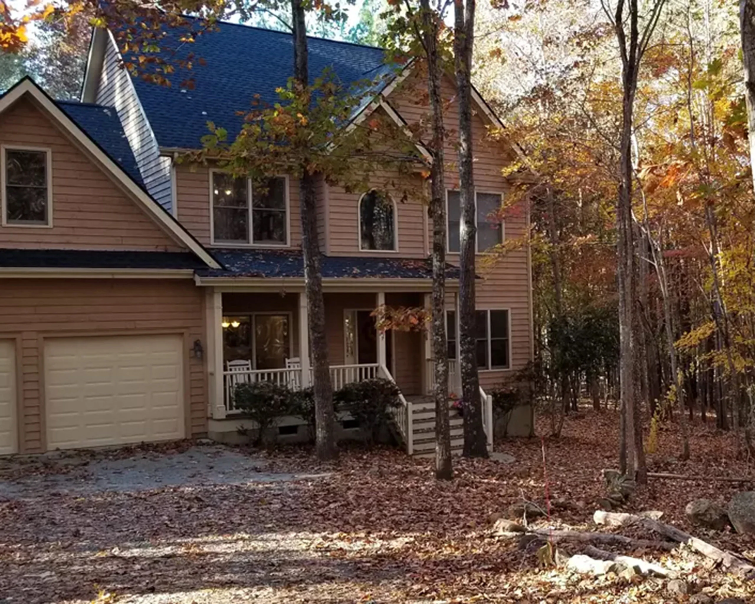Before lot clearing — heavy undergrowth and debris